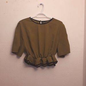 Olive Peplum Crop Top
